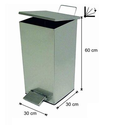 Arı Metal Çöp Kovası Endüstriyel Kare Pedallı 54lt 1081