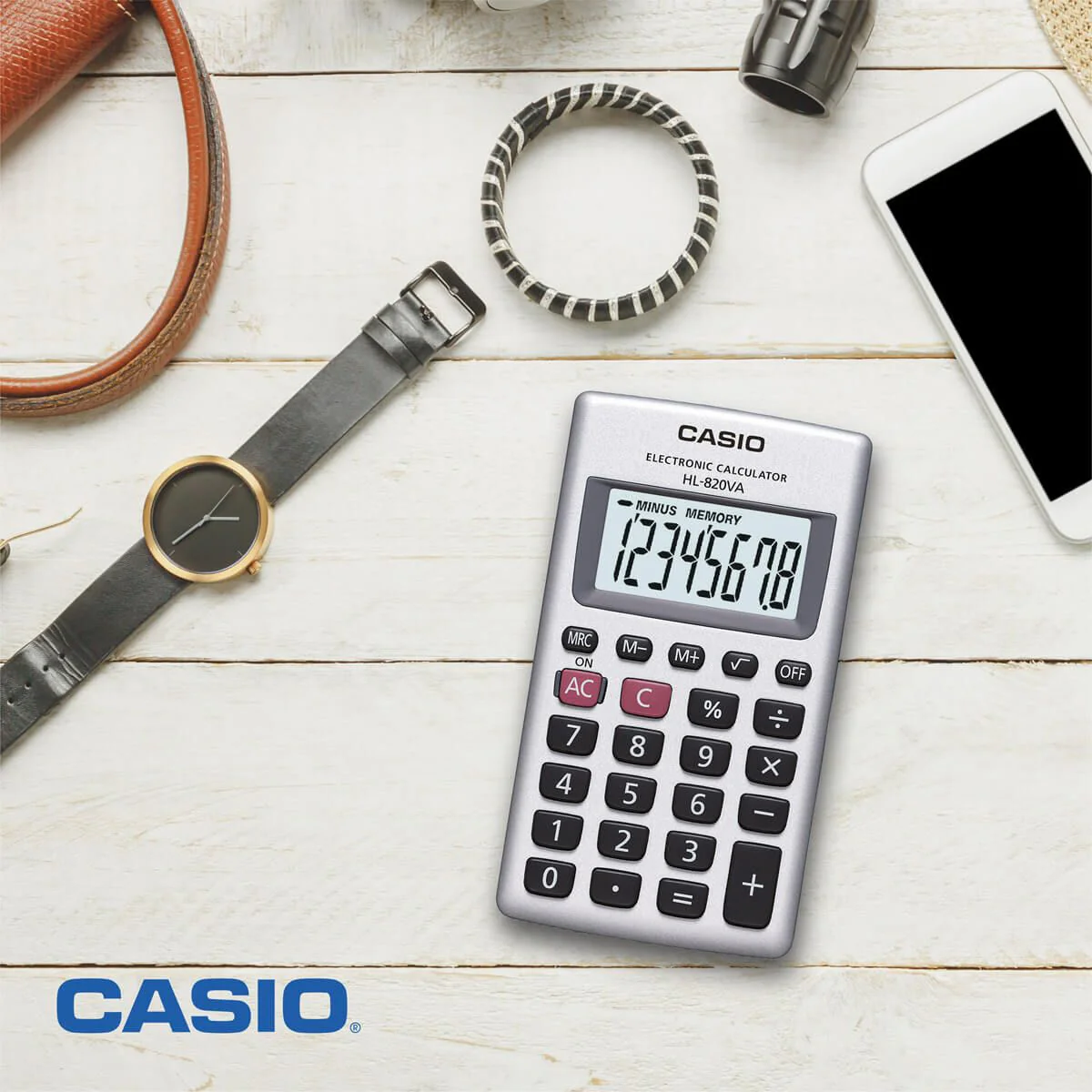 Casio HL-820VA-W 8 Hane Beyaz Cep Tipi Hesap Makinesi - Thumbnail