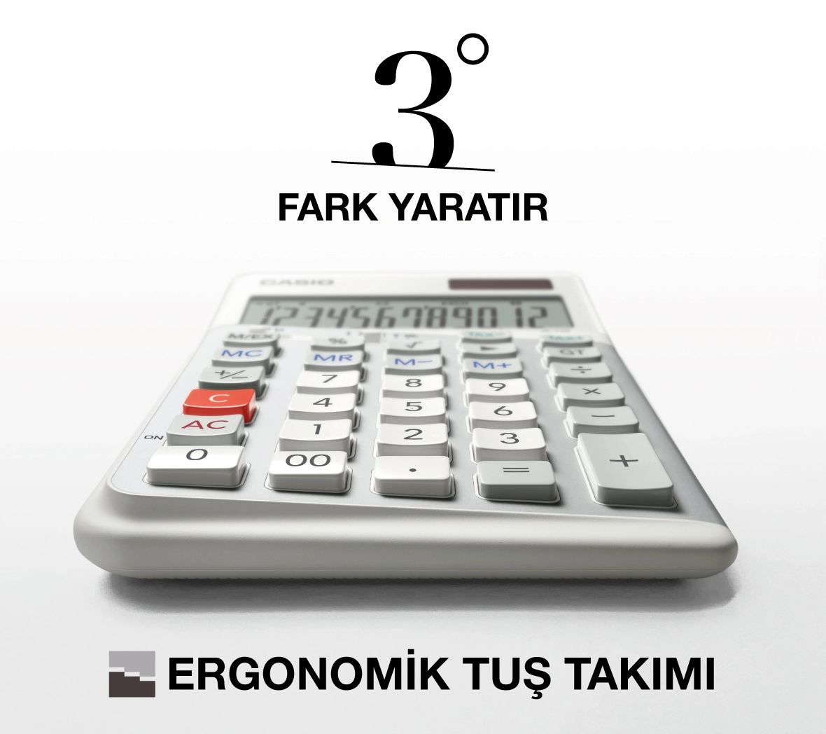 Casio JE-12E-WE Beyaz 12 Hane Masa Üstü Ergonomik Tuşlu Hesap Makinesi - Thumbnail