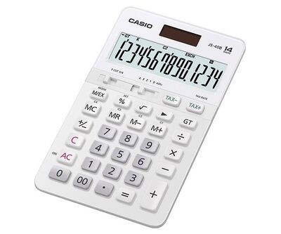 Casio JS-40B-WE Beyaz Profesyonel 14 Hane Masa Üstü Hesap Makinesi