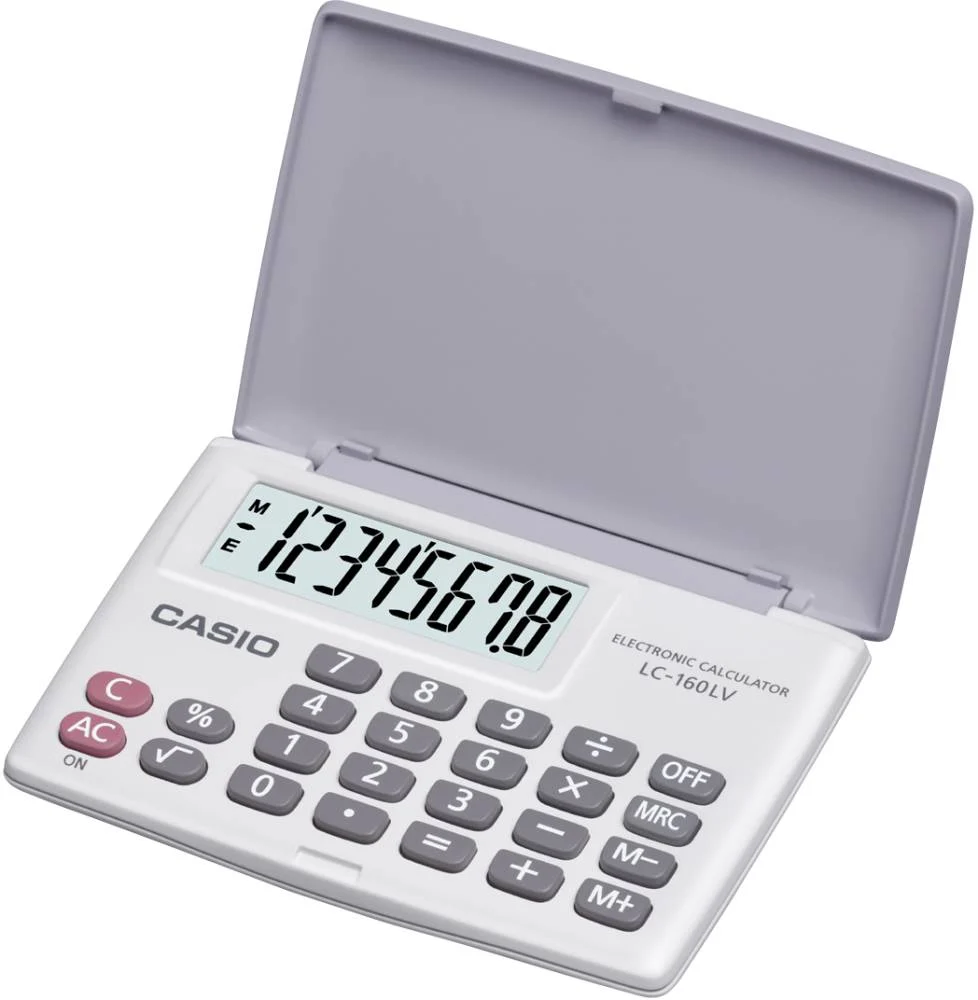 Casio LC-160LV-WE 8 Hane Beyaz Cep Tipi Hesap Makinesi - Thumbnail