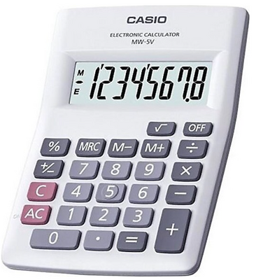 Casio MW-5V-WE 8 Hane Beyaz Masa Üstü Hesap Makinesi