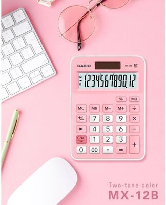 Casio MX-12B-PK Pembe 12 Hane Masa Üstü Hesap Makinesi