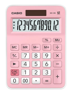 Casio MX-12B-PK Pembe 12 Hane Masa Üstü Hesap Makinesi