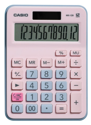 Casio MX-12B-PKLB Açık Pembe+Açık Mavi 12 Hane Masa Üstü Hesap Makinesi