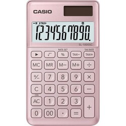 Casio SL-1000SC-PK Cep Tipi 10 Hane Pembe Hesap Makinesi - Thumbnail