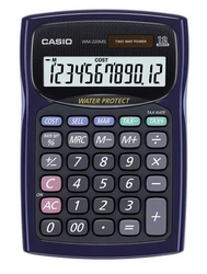 Casio WM-220MS-BU 12 Hane Mavi Suya-Toza Dayanıklı Masa Üstü Hesap Makinesi - Thumbnail