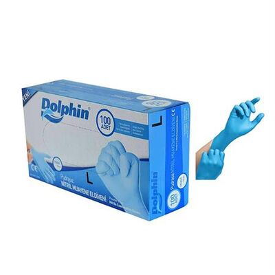 Dolphin Eldiven Nitril Pudrasız Mavi L 100lü