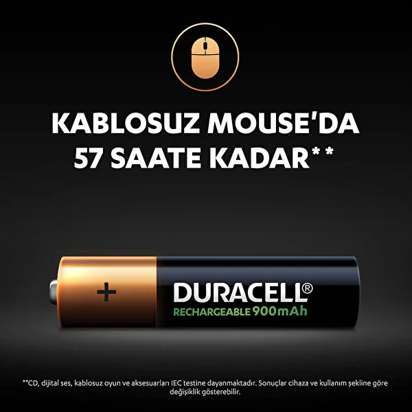 Duracell Pil AAA Şarj Edilebilir 900mah 2 li - Thumbnail