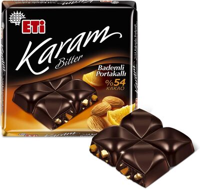 Eti Karam %54 Kakaolu Bademli Portakallı Bitter Çikolata 60gr 6 lı