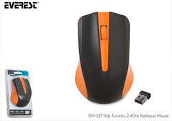 Everest SM-537 Usb Turuncu 1500Dpı 2.4Ghz Kablosuz Mouse (10mt) - Thumbnail