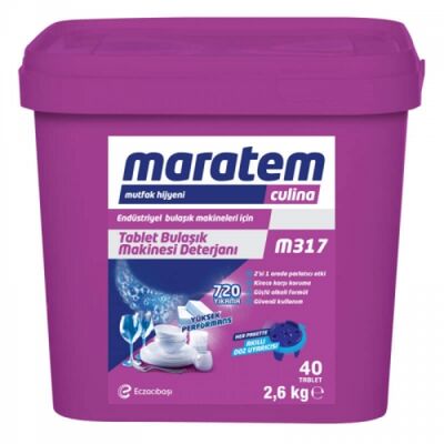 Maratem M317 Tablet End. Bulaşık Mak. Deterjanı 40 Tablet Kovalı 7900945