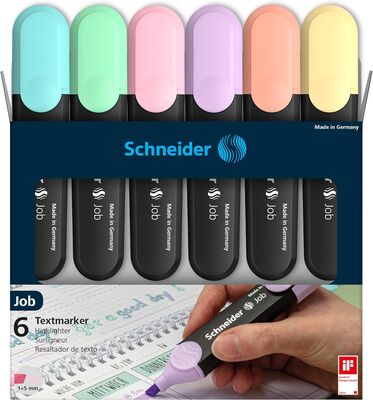 Schneider Fosforlu Kalem Seti Pastel Renkler 6lı 115097